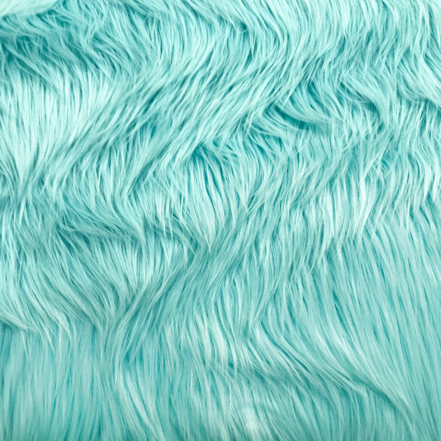 Tinsel Shaggy Long Pile Faux Fur Fabric By The Yard, Turquoise
