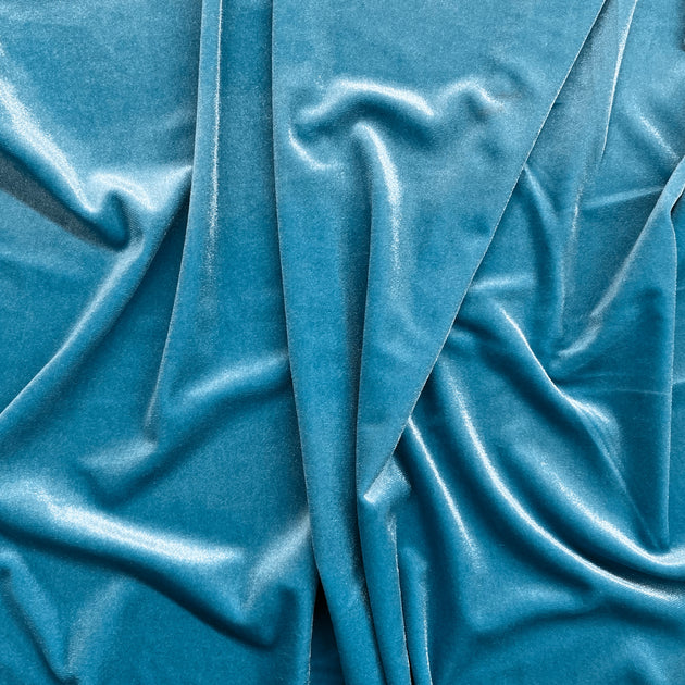 Caribbean Blue Stretch Velvet Solid – Elotex Fabric