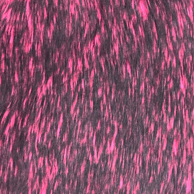 Hot Pink Black Faux Fake Fur Husky Long Pile