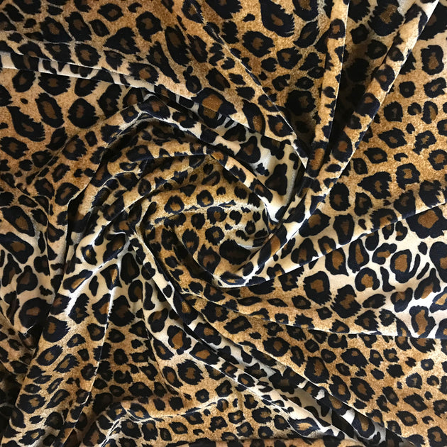 Petrol Leopard Print Jacquard Stretch Velvet Fabric