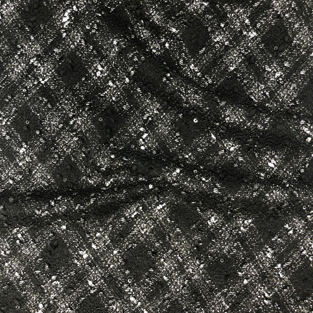 Diamond Plaid Metallic Boucle Sweaterknit