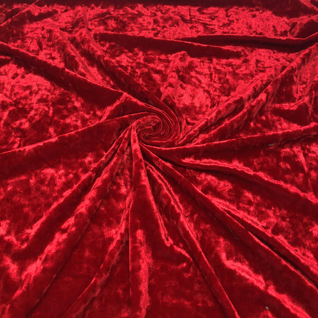Red Crimson Crushed Stretch Velvet Solid