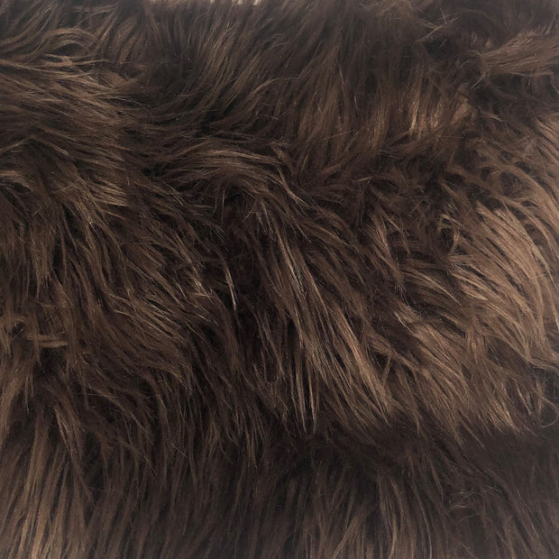 Brown Solid Shaggy Long Hair Pile Faux Fur