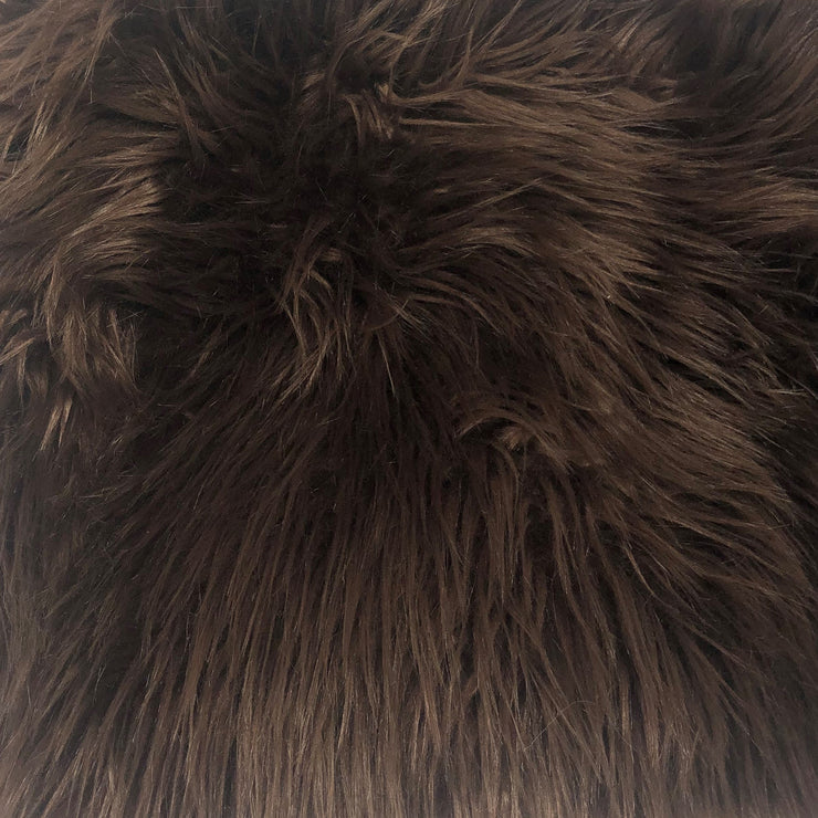 Brown Solid Shaggy Long Hair Pile Faux Fur