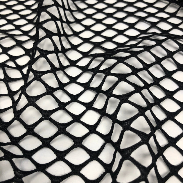 BLACK FISH NET AIRTEX MESH FABRIC POLYESTER STRETCH MATERIAL 3 TO 4 MM  HOLES 