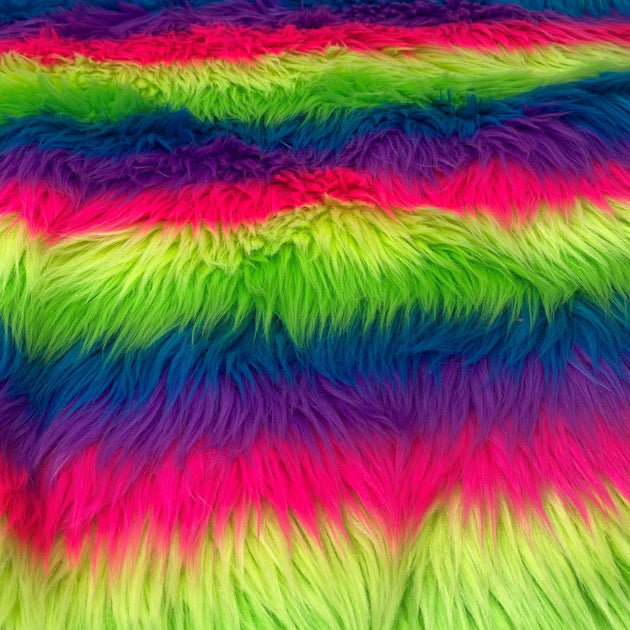 Florida Rainbow Striped Faux Fur - Sold by the Yard – Elotex Fabric