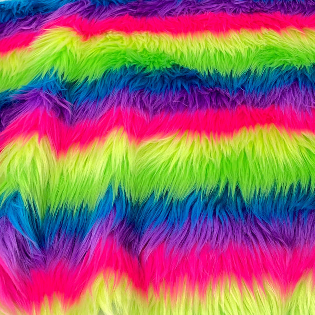 Florida Rainbow Striped Faux Fur - Sold by the Yard – Elotex Fabric