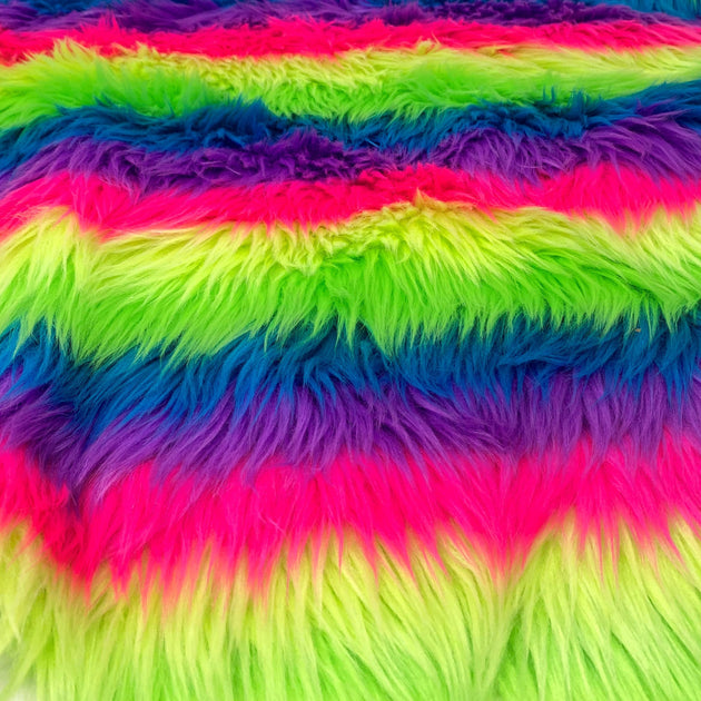 Florida Rainbow Striped Faux Fur - Sold by the Yard – Elotex Fabric