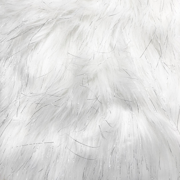 White Silver Foil Long Hair Faux Fur - Sold by the yard – Elotex Fabric