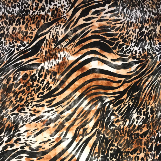 Zebra Leopard Print Stretch Velvet