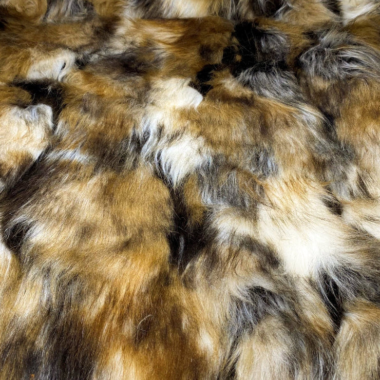 Brown White Multi Patch Faux Fur