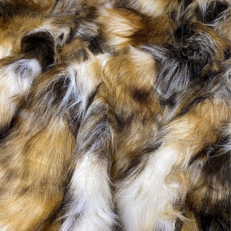 Brown White Multi Patch Faux Fur