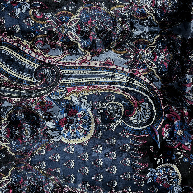 TXV Blue Paisley Printed Velvet