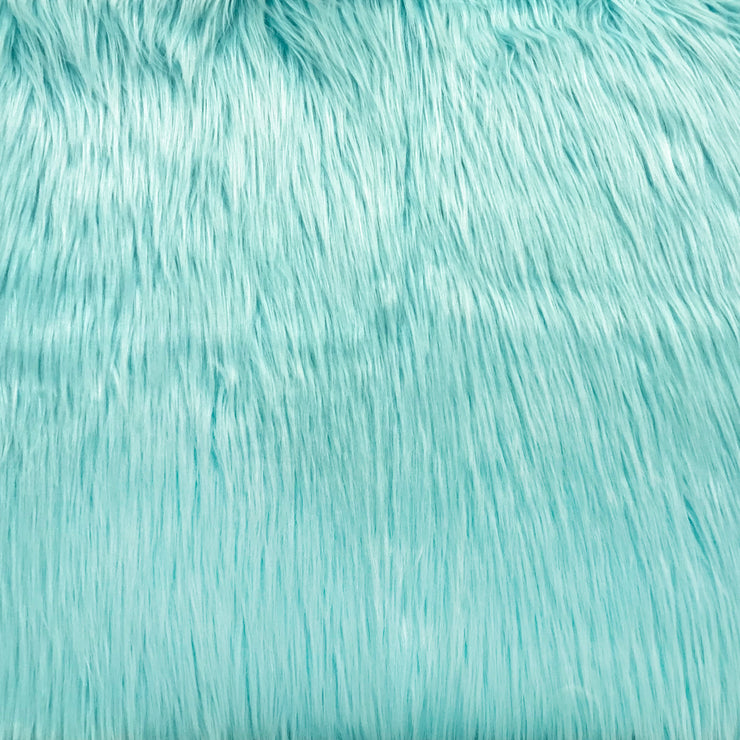 Aqua Solid Shaggy Long Hair Pile Faux Fur