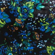 Blue Lilies Flower Print Stretch Velvet