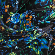 Blue Lilies Flower Print Stretch Velvet