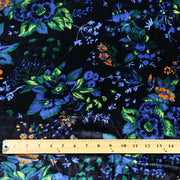 Blue Lilies Flower Print Stretch Velvet