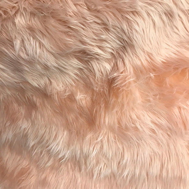 Peach Solid Shaggy Long Hair Pile Faux Fur