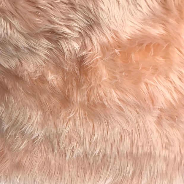 Peach Solid Shaggy Long Hair Pile Faux Fur