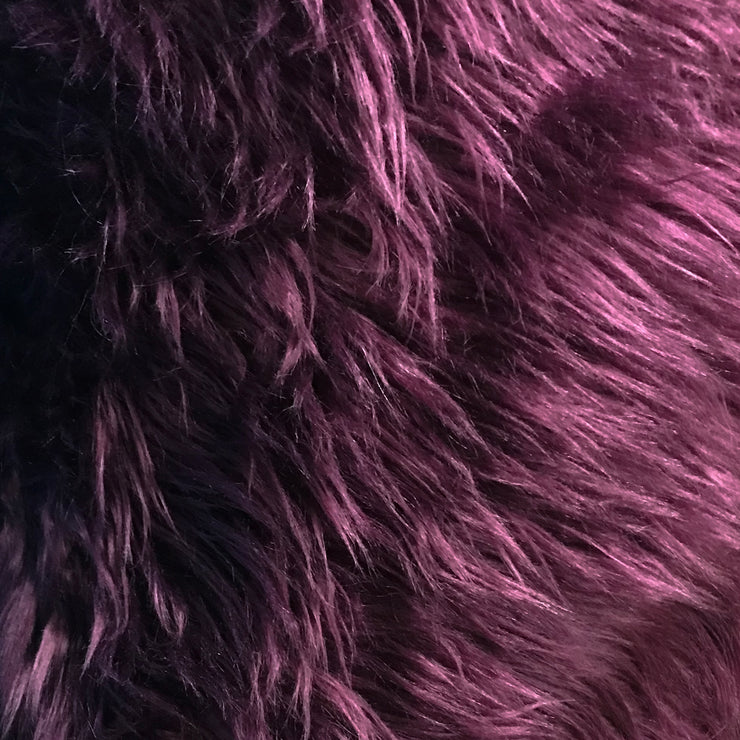 Eggplant Solid Shaggy Long Hair Pile Faux Fur