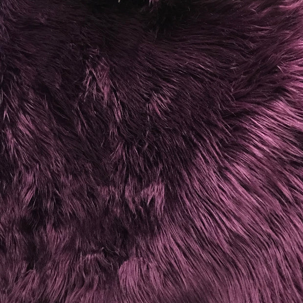 Eggplant Solid Shaggy Long Hair Pile Faux Fur