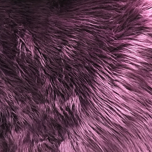 Eggplant Solid Shaggy Long Hair Pile Faux Fur