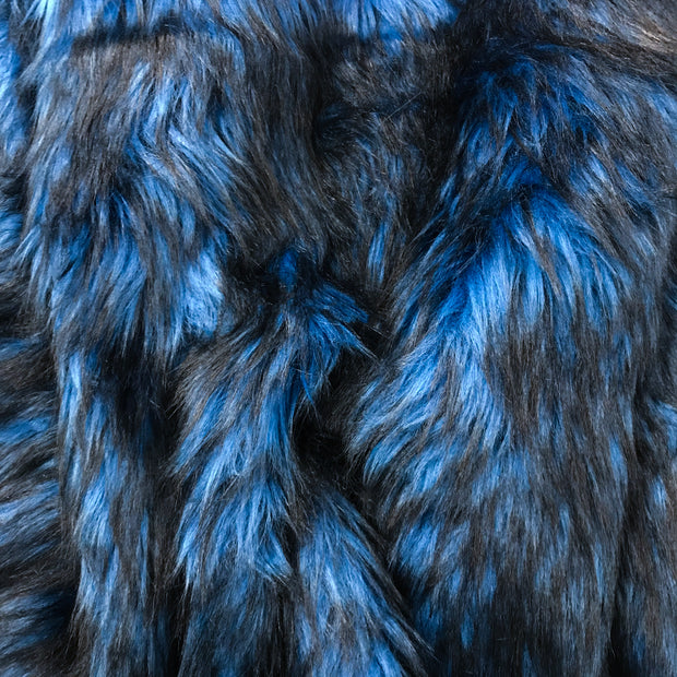 Blue Multi Husky Long Hair Faux Fur