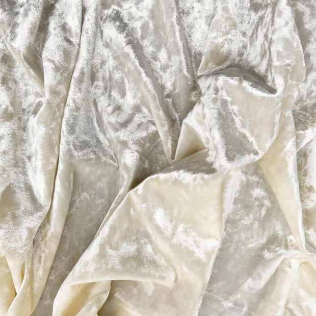 Ivory Crushed Stretch Velvet Solid