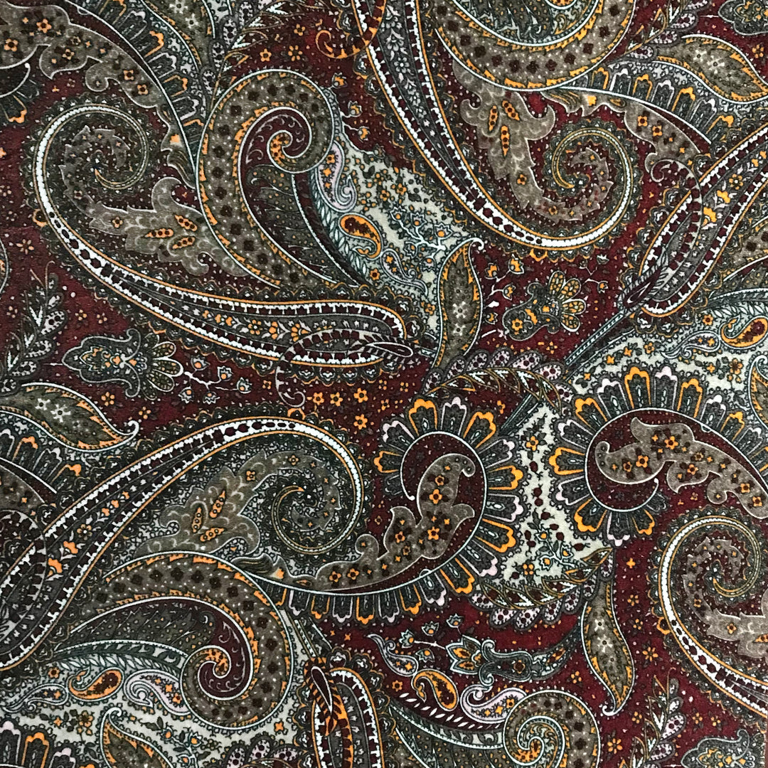 【WONDER WONDER】Paisley Velvet Flower Jacquard Wrap L/S T Cupro Bemberg Paisley Iridescent Woven Fabric Material for