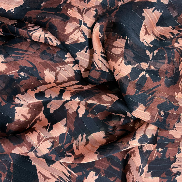 Autumn Leaf Metallic Stripe Chiffon