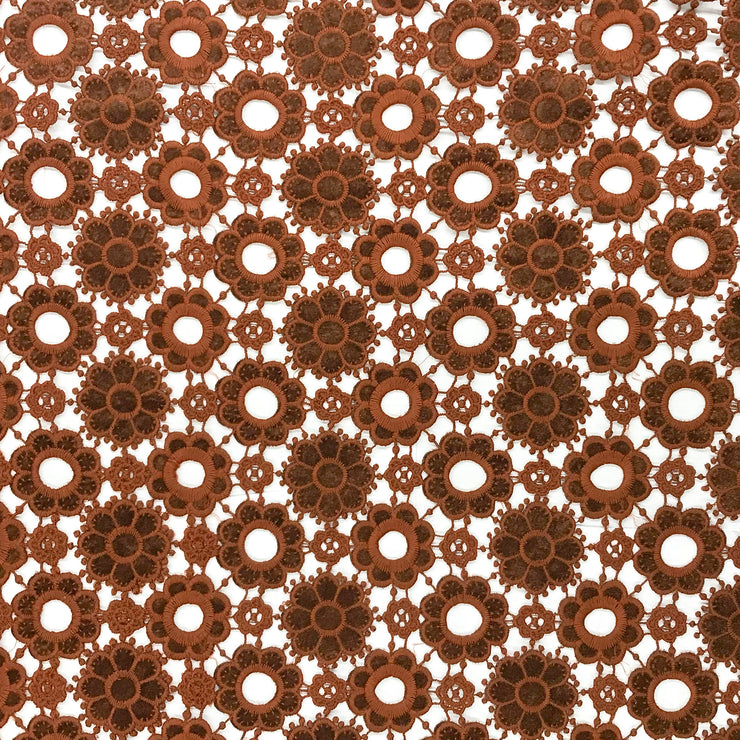 Rust Stretch Guipure Lace