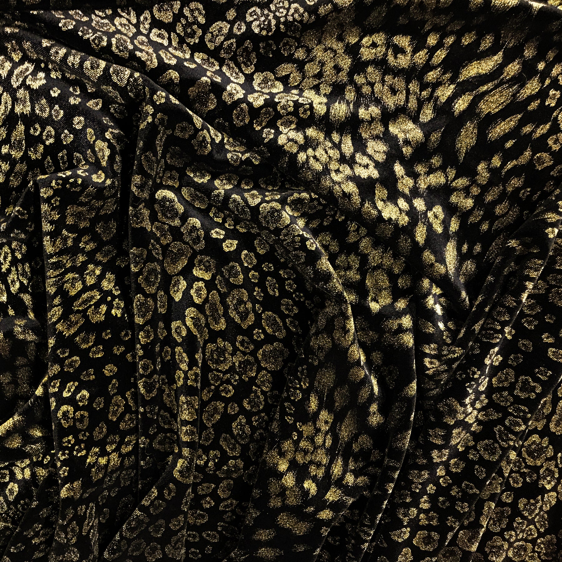 Small Leopard Gold Metallic Stretch Velvet - Sold by the Yard – Elotex ...