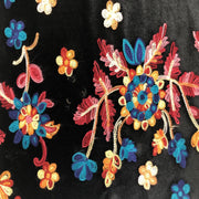 Floral Design #2 Embroidered Black Stretch Velvet