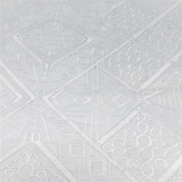 Geometric White Diamond Embroidered Lace