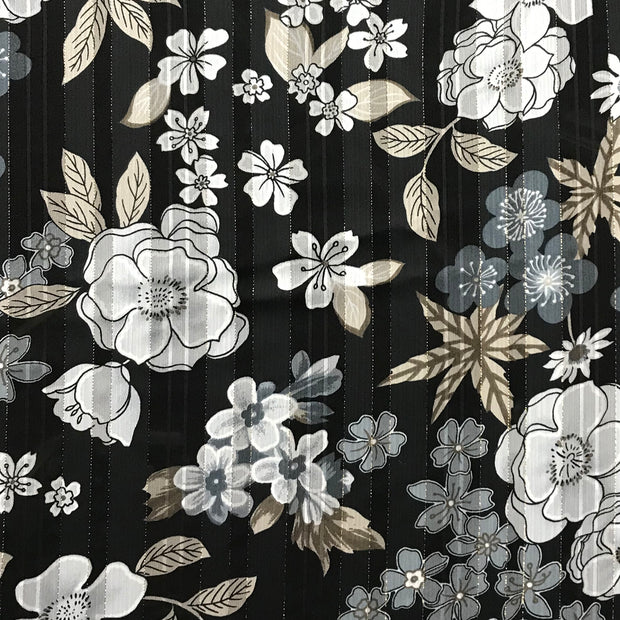 Flower Garden Metallic Stripe Chiffon