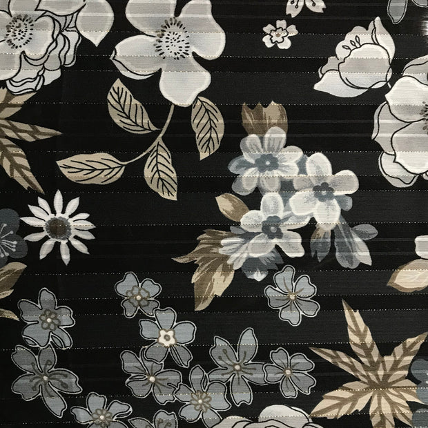 Flower Garden Metallic Stripe Chiffon