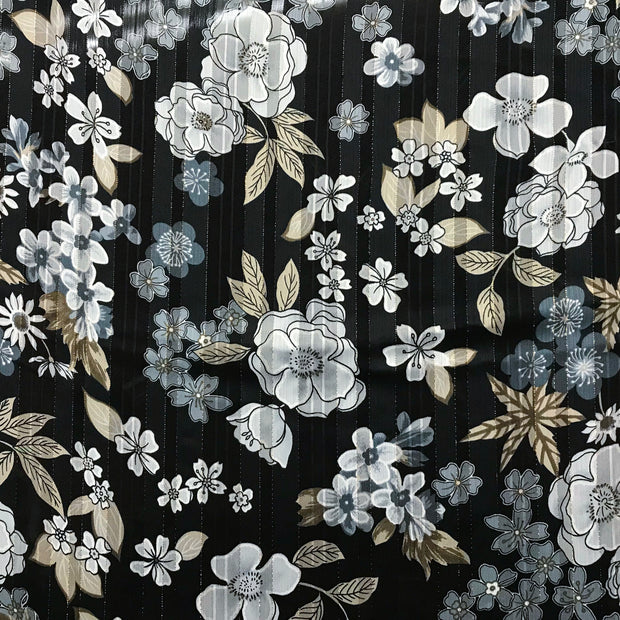 Flower Garden Metallic Stripe Chiffon