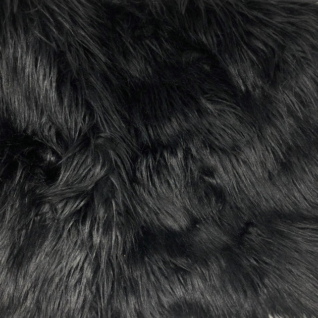 Black Solid Shaggy Long Hair Pile Faux Fur - Sold by the yard – Elotex ...