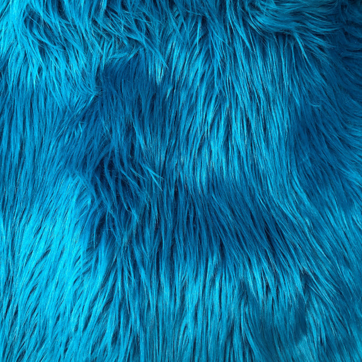 Turquoise Solid Shaggy Long Hair Pile Faux Fur