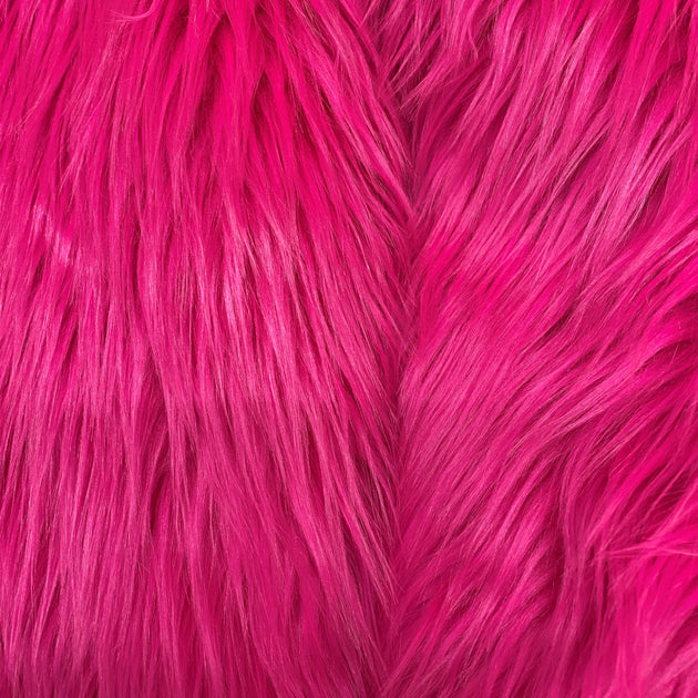 Fuchsia Hot Pink Solid Shaggy Long Hair Pile Faux Fur - Sold by the ...