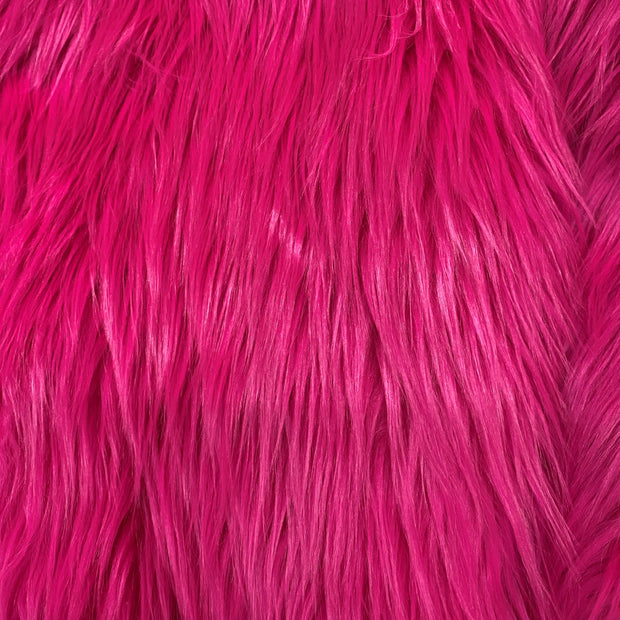 Fuchsia Hot Pink Solid Shaggy Long Hair Pile Faux Fur