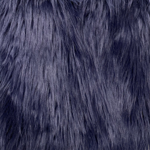 Navy Solid Shaggy Long Hair Pile Faux Fur