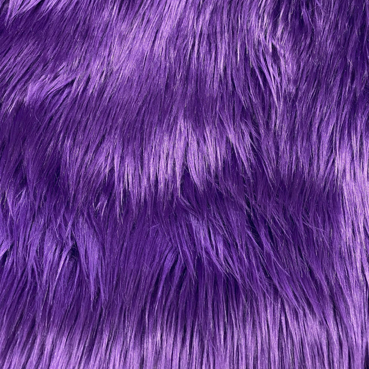 Purple Solid Shaggy Long Hair Pile Faux Fur
