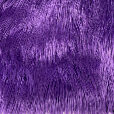 Purple Solid Shaggy Long Hair Pile Faux Fur