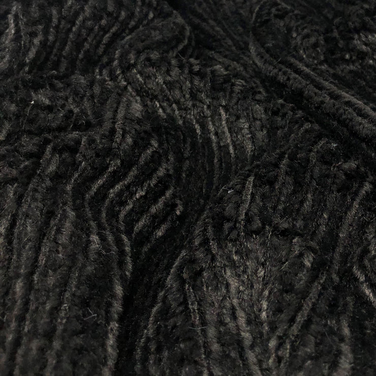 Black Yana K Mini Chevron Chain Striped Faux Fur