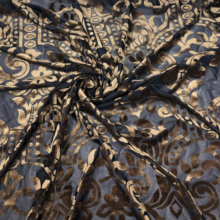 KK Floral Wallpaper Design Metallic Burnout Velvet – Elotex Fabric