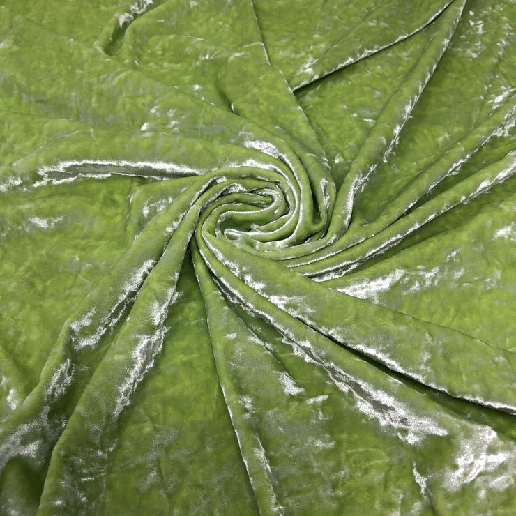 Lime Crushed Stretch Velvet Solid
