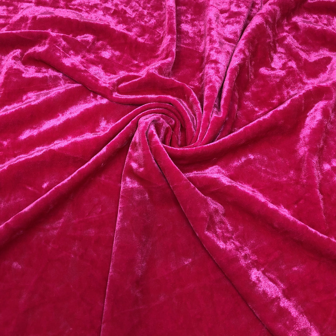 Fuchsia Hot Pink Crushed Stretch Velvet Solid – Elotex Fabric