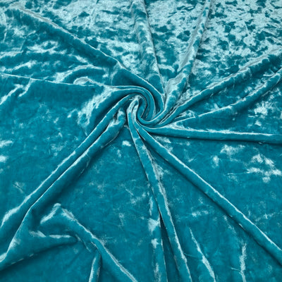 Turquoise Aqua Crushed Stretch Velvet Solid