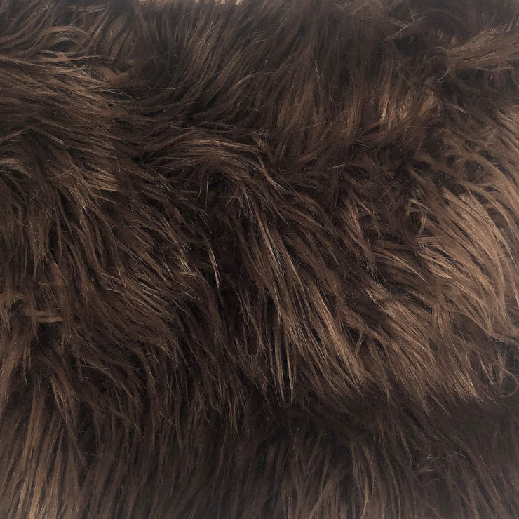 Elotex Fabric Brown Solid Shaggy Long Hair Pile Faux Fur